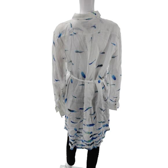 Vilebrequin Womens Cotton Long Sleeve Button Printed Tunic Blouse White Size XL - Picture 3 of 6